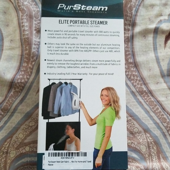 NWT PurSteam Portable Steamer/Lint +Fabric Brushes - Picture 2 of 7
